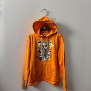 Disney Nightmare B4 Christmas Hoodie Womens XL Orange Graphic Halloween Pullover